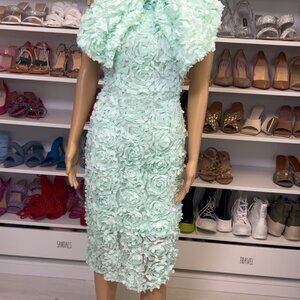 ASOS Luxe 3D Mint Backless Floral Midi Dress (+ Bow)